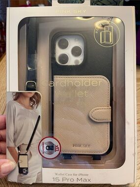 Pink Sky Beige Wallet Cardholder Case for iPhone 15 Pro Max